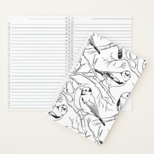 Minimalistische Noord-Amerikaanse Vogels Lijnkunst Notitieboek