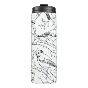 Minimalistische Noord-Amerikaanse Vogels Lijnkunst Thermosbeker