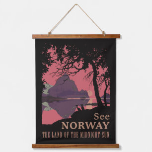 Minimalistische Noorwegen Zonsondergang Poster - B Hangend Wandkleed