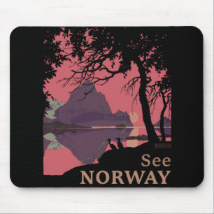 Minimalistische Noorwegen Zonsondergang Poster - B Muismat