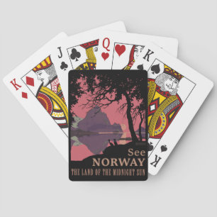 Minimalistische Noorwegen Zonsondergang Poster - B Pokerkaarten