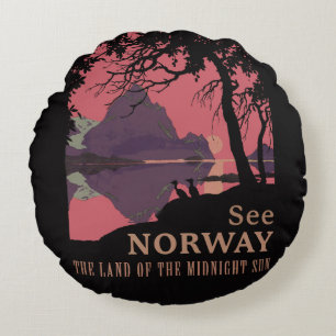 Minimalistische Noorwegen Zonsondergang Poster - B Rond Kussen