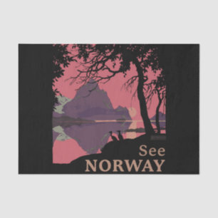 Minimalistische Noorwegen Zonsondergang Poster - B Tissuepapier
