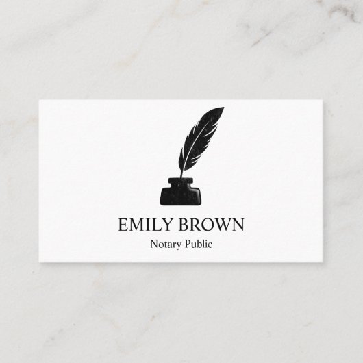 Minimalistische notaris lening ondertekenaar Quill Visitekaartje (Voorkant)