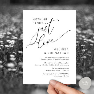 Minimalistische Nothing Fancy Just Love Trouwdiner Kaart