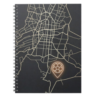 Minimalistische NYC-voetbalkaartspeld lijnkunst Notitieboek