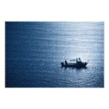 Minimalistische Oceaan Muurkunst Visser Blauw