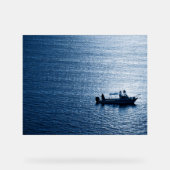 Minimalistische Ocean Wandkunst Visser Blauw Acryl Bord (Voorkant)
