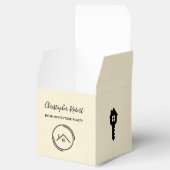 Minimalistische Off White Vastgoed Bedankdoosjes (Geopend)