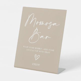 Minimalistische Oh Baby Shower Beige Momosa Bar Bo Reclamebord Met Voetstuk