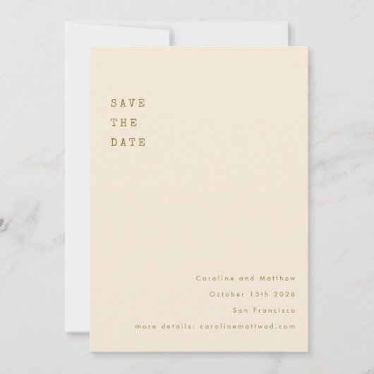 Minimalistische Okker Retro Schrijfmachine Lettert Save The Date (Voorkant)