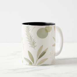 Minimalistische olijf- en rozemarijn botanische mo tweekleurige koffiemok