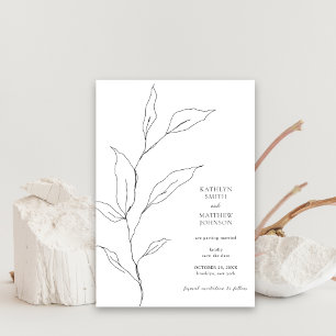 Minimalistische Olijfblad tak groen bruiloft Save The Date