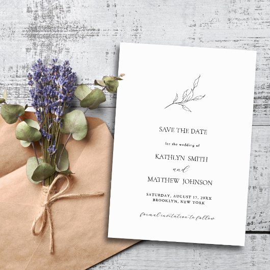 Minimalistische Olijfblad Tak Tuin Bruiloft Save The Date