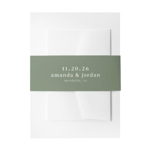 Minimalistische Olijfgroene Typografie Uitnodigingen Wikkel