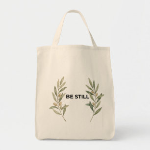 Minimalistische olijftak christelijke boodschappen tote bag