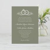 Minimalistische Olive Wedding Rings Monogram Foto Kaart (Staand voorkant)