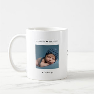 Minimalistische oma Est. Persoonlijke foto koffie  Koffiemok