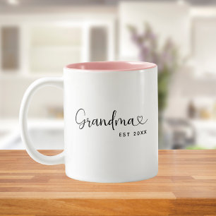 Minimalistische oma heeft elegante script opgerich tweekleurige koffiemok