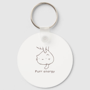 Minimalistische Ondersteboven Kat "Purr Energie" G Sleutelhanger