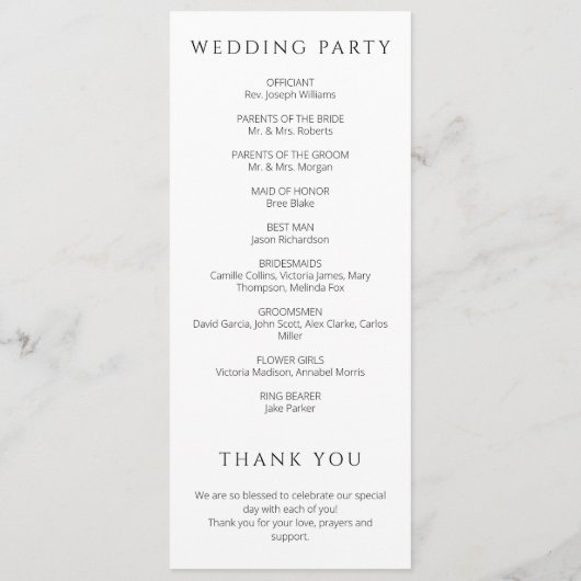 Minimalistische One Line Art Kissing Paar Bruiloft Programma (Achterkant)