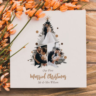 Minimalistische Onze Eerste Gekerstde Kerst Drie F Feestdagenkaart