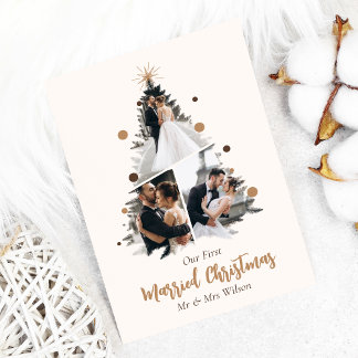 Minimalistische Onze Eerste Gekerstde Kerst Drie F Kaart