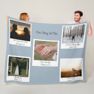 Minimalistische 'Onze Geschiedenis' Foto Tijdlijn Fleece Deken