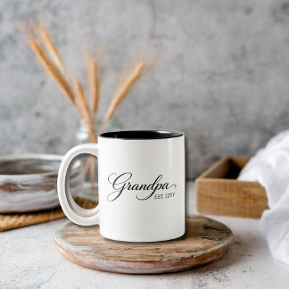 Minimalistische opa – Elegant schrift cadeau Tweekleurige Koffiemok
