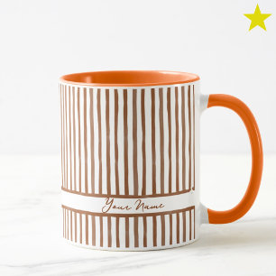 Minimalistische oranje aquarel strepen aangepaste mok