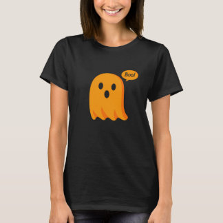 Minimalistische oranje cartoon geest “Boe!” T-shirt