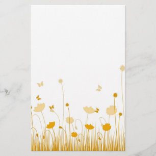 Minimalistische oranje en witte klaprozen weide bl briefpapier