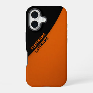 Minimalistische Oranje en Zwarte Abstracte Kunst iPhone 16 Hoesje