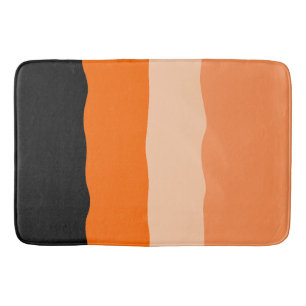 Minimalistische Oranje en zwarte Wavy strepen Badmat