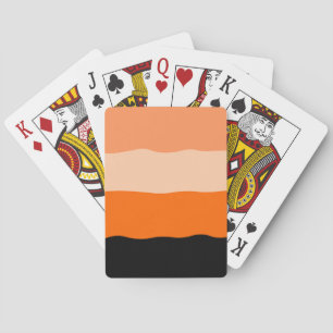 Minimalistische Oranje en zwarte Wavy strepen Pokerkaarten
