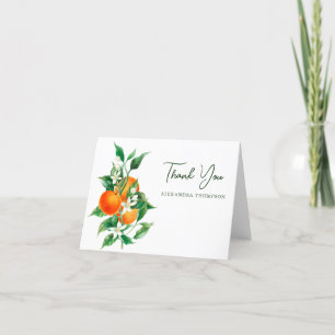 Minimalistische Oranje Fruit Botanische Bruiloftsb Bedankkaart