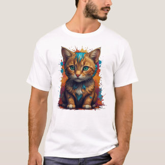 Minimalistische Oranje Kat Knus Stijl T-Shirt