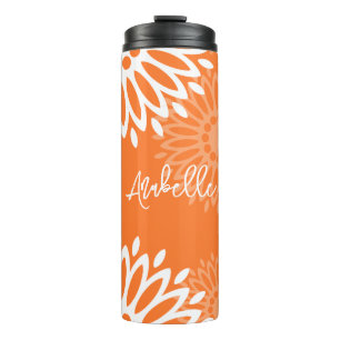 Minimalistische Oranje Mandala Geometrische Bloem Thermosbeker