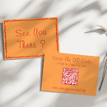 Minimalistische oranje QR-code trouw-RSVP