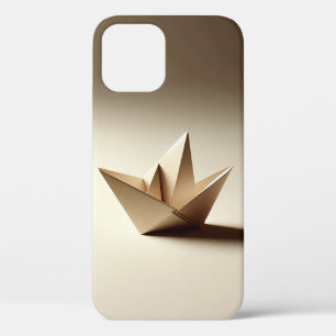 Minimalistische Origami Papierboot Kunst Moderne E iPhone 12 Hoesje