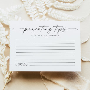 Minimalistische Ouderschap Tips Baby shower Game K Informatiekaartje