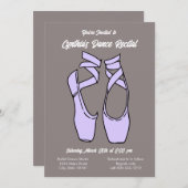 Minimalistische paarse balletuitvoering uitnodigin kaart (Voorkant / Achterkant)