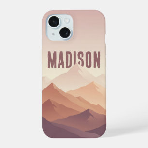 Minimalistische paarse bergsilhouet iPhone-hoes iPhone 15 Hoesje