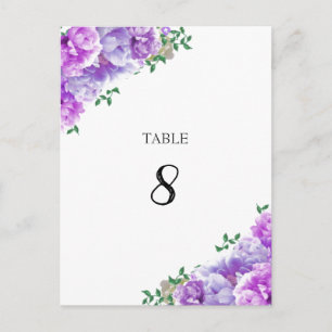 Minimalistische paarse bloem tafel zitplaats kaart