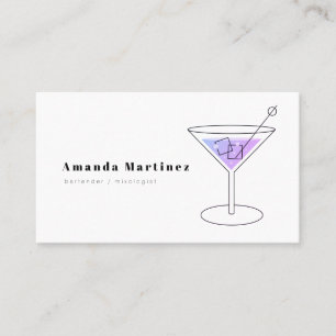Minimalistische Paarse Cocktail Bartender Mixologi Visitekaartje