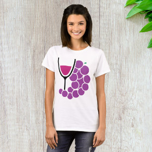 Minimalistische paarse druiven en wijn glas t-shirt