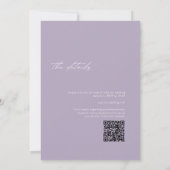 Minimalistische Paarse Lavendel QR Code Wedding Kaart (Achterkant)
