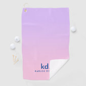 Minimalistische paarse & roze verloop monogram golfhanddoek (Insitu)