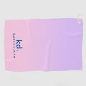 Minimalistische paarse & roze verloop monogram golfhanddoek (Horizontaal)