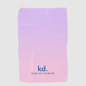 Minimalistische paarse & roze verloop monogram golfhanddoek (Voorkant)